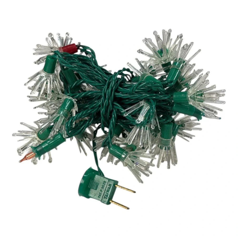 Vintage 40 Clear Christmas String Light Set Flower Starburst Daisy Atomic Tested